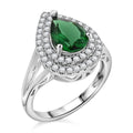 Lab Created Green Quartz, Simulated Diamond Ring in Silvertone (Size 10.0) 2.75 ctw - Sticky add to cart bar
