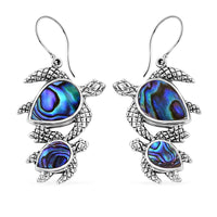 Bali Legacy Abalone Shell Turtle Earrings in Sterling Silver