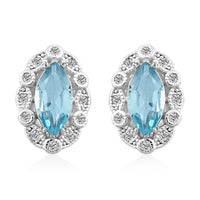 Blue Topaz and Simulated Diamond 1.85 ctw Earrings in Sterling Silver