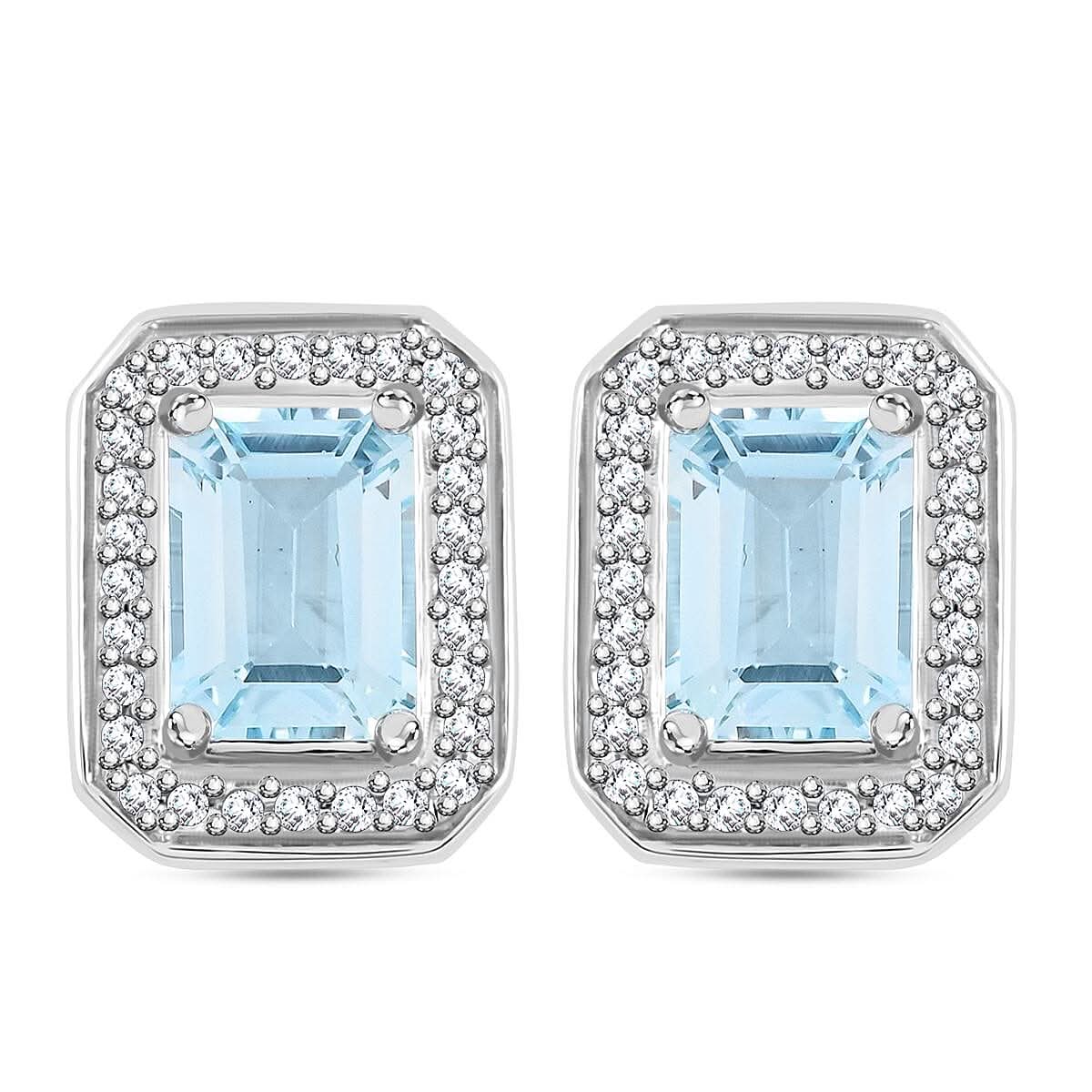 Blue Topaz and Simulated Diamond 4.00 ctw Earrings in Silvertone