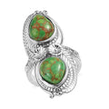 Mojave Green Turquoise Feather Ring in Stainless Steel (Size 10.0) 5.75 ctw - Sticky add to cart bar