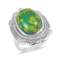 Mojave Green Turquoise 10.50 ctw Floral Ring in Stainless Steel (Size 10.0) - Sticky add to cart bar