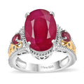 TLV Niassa Ruby (FF) (Ovl) Ring in 18K Vermeil YG and Rhodium Over Sterling Silver (Size 7.0) 10.90 ctw - Sticky add to cart bar