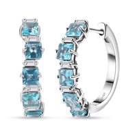 Premium Betroka Blue Apatite and Moissanite 3.90 ctw Earrings in Rhodium Over Sterling Silver