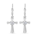 Moissanite Cross Lever Back Earrings in 18K Vermeil YG Over Sterling Silver 0.90 ctw - Sticky add to cart bar