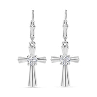 Moissanite Cross Lever Back Earrings in 18K Vermeil YG Over Sterling Silver 0.90 ctw