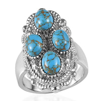 Mojave Blue Turquoise Ring in Stainless Steel (Size 7.0) 3.35 ctw
