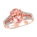 Certified & Appraised Luxoro AAA Pink Morganite, Padparadscha Sapphire and G-H I2 Diamond 3.00 ctw Ring in 10K Rose Gold 4.35 Grams - Sticky add to cart bar