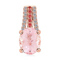 Certified & Appraised Luxoro AAA Pink Morganite, Padparadscha Sapphire and G-H I2 Diamond Pendant without Chain in 10K Rose Gold 2.75 ctw - Sticky add to cart bar