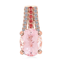 Certified & Appraised Luxoro AAA Pink Morganite, Padparadscha Sapphire and G-H I2 Diamond Pendant without Chain in 10K Rose Gold 2.75 ctw