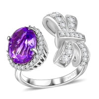 Moroccan Rose, Moissanite Love Bow Ring in Rhodium Over Sterling Silver (Size 10.0) (Del. in 5-7 Days) 3.90 ctw