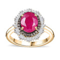 Epic Deal Luxoro 10K Yellow Gold Premium Royal Ruby, Natural Champagne and White Diamond (G-H, I2) (0.40 cts) Ring 3.15 ctw - Sticky add to cart bar