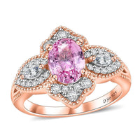 Pink and White Moissanite 1.80 ctw Ring in 18K Vermeil Rose Gold Over Sterling Silver