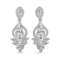 D'Joy Moissanite 3.00 ctw Lotus Earrings in Rhodium Over Sterling Silver