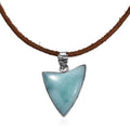D'Joy Artisan Crafted Larimar 24.50 ctw Arrow Pendant without Chain in Sterling Silver with Leather Cord - Sticky add to cart bar