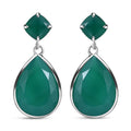 Verde Onyx 21.50 ctw Drop Earrings in Rhodium Over Sterling Silver - Sticky add to cart bar