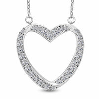Luxuriant Lab Grown Diamond Heart Necklace (18-20 Inches) in Platinum Over Sterling Silver 0.50 ctw