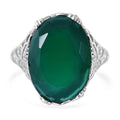Verde Onyx 10.50 ctw Leafy Oasis Ring in Rhodium Over Sterling Silver - Sticky add to cart bar