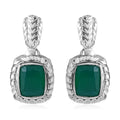 Verde Onyx 4.25 ctw Wooden Texture Earrings in Rhodium Over Sterling Silver - Sticky add to cart bar