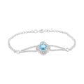 Blue Topaz and Simulated Diamond 1.40 ctw Bracelet in Sterling Silver (7.50 In) - Sticky add to cart bar
