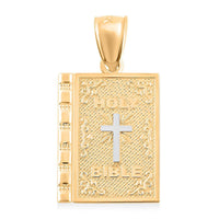 10K Yellow and White Gold Bible Charm Pendant without Chain 1.30 Grams