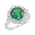 Emerald, Simulated Diamond Ring in Silvertone (Size 6.0) 6.10 ctw - Sticky add to cart bar
