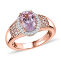 Premium Martha Rocha Kunzite, Natural Pink and White Diamond 2.20 ctw Ring in 18K Vermeil Rose Gold Over Sterling Silver (Size 10.0) - Sticky add to cart bar