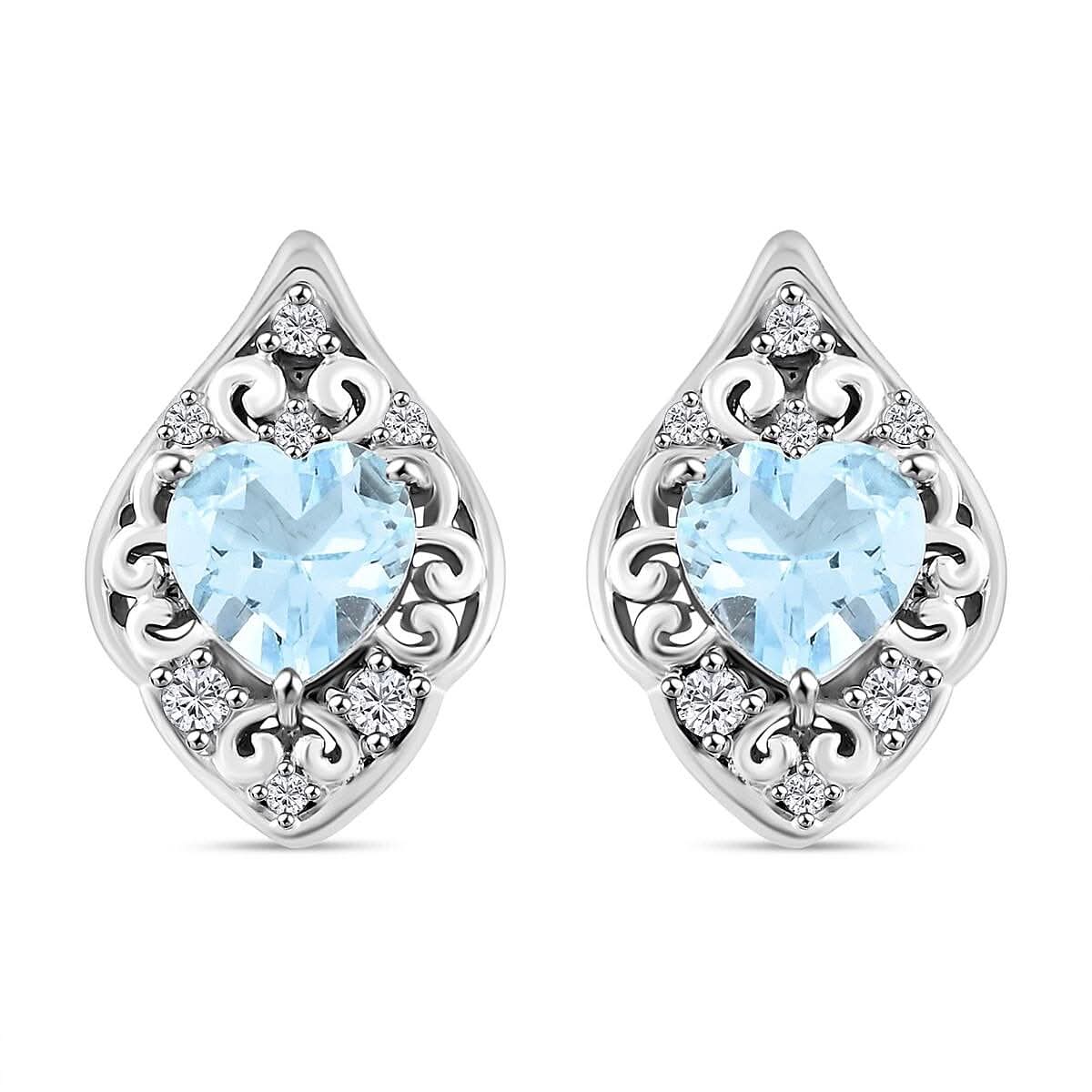 Blue Topaz and Simulated Diamond 3.35 ctw Earrings in Sterling Silver
