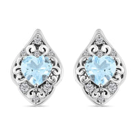 Blue Topaz and Simulated Diamond 3.35 ctw Earrings in Sterling Silver