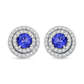Simulated Tanzanite and Simulated Diamond 1.40 ctw Earrings in Silvertone - Sticky add to cart bar