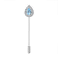 Blue Topaz, Simulated Diamond Brooch in Silvertone 3.10 ctw - Sticky add to cart bar
