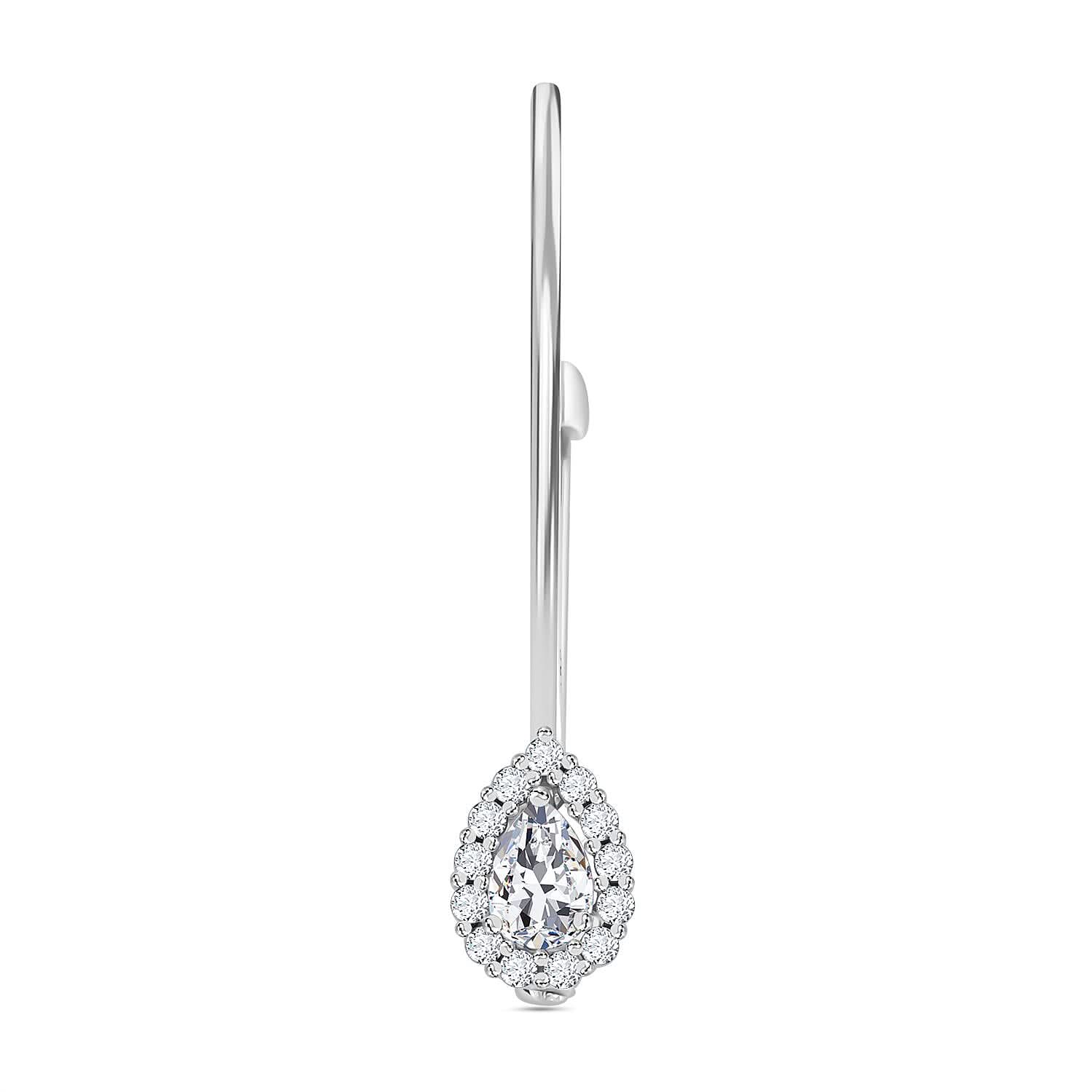 Simulated Diamond Teardrop Brooch in Sterling Silver