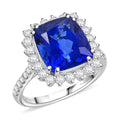 Certified & Appraised Rhapsody AAAA Tanzanite and E-F VS Diamond 7.40 ctw Ring in 950 Platinum 7.27 Grams - Sticky add to cart bar