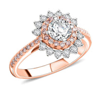 Modani Natural White and Pink Diamond 1.20 ctw Ring in 14K Rose and White Gold
