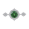 Simulated Emerald Color Diamond and Simulated Diamond 4.70 ctw Brooch in Silvertone - Sticky add to cart bar