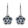Doorbuster Blue Diamond (IR), White Diamond Floral Earrings in Platinum Over Sterling Silver 1.00 ctw - Sticky add to cart bar