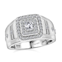 Luxuriant Lab Grown Diamond (G-H, SI) Men's Ring in Platinum Over Sterling Silver (Size 10.0) 1.00 ctw