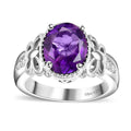 Moroccan Amethyst and Moissanite 2.60 ctw Ring in Rhodium Over Sterling Silver - Sticky add to cart bar