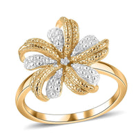 Karis White Diamond Accent Floral Ring in Platinum Bond and 18K YG Plated (Size 10.0)