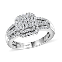 Diamond Ring in Rhodium Over Sterling Silver (Size 7.0) 0.50 ctw