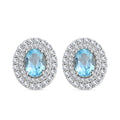 Blue Topaz and Simulated Diamond 3.85 ctw Earrings in Silvertone - Sticky add to cart bar