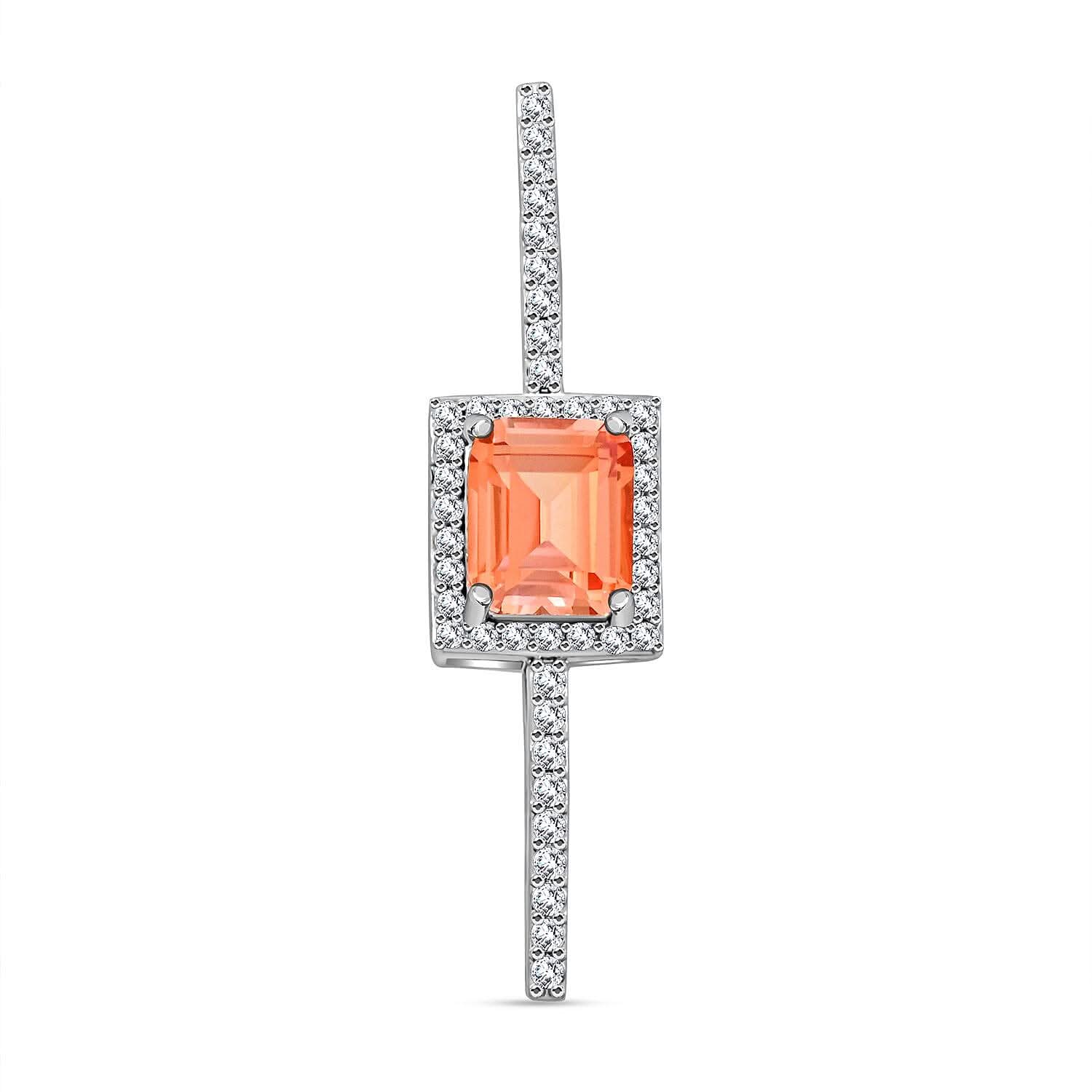 Simulated Yellow Sapphire and Simulated Diamond 7.30 ctw Brooch in Silvertone