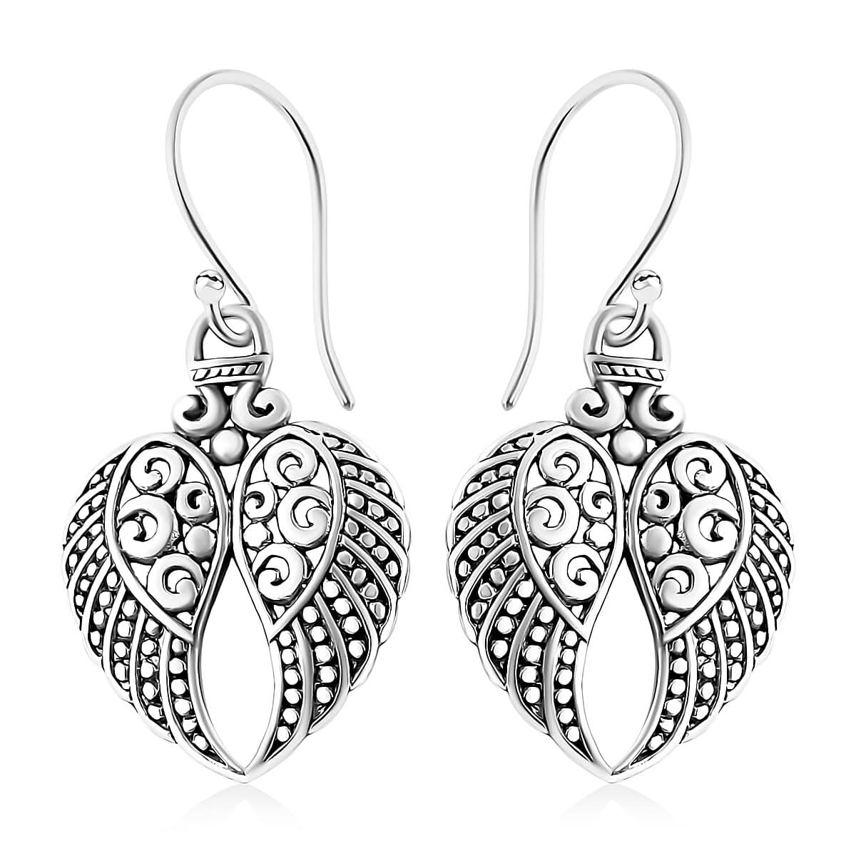 Bali Legacy Angel Wings Earrings in Sterling Silver 4.20 Grams