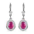Premium Niassa Ruby (FF) and White Zircon 2.75 ctw Sunburst Earrings in Rhodium Over Sterling Silver - Sticky add to cart bar