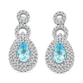 Blue Topaz and Simulated Diamond 3.85 ctw Teardrop Earrings in Silvertone - Sticky add to cart bar