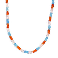 Pink and Blue Chalcedony (D), Carnelian 97.80 ctw Necklace 18 Inches