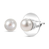 White Fresh Water Pearl Earrings in Sterling Silver
