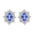 Tanzanite, Diamond (0.25 cts) Stud Earrings in Rhodium Over Sterling Silver 1.20 ctw - Sticky add to cart bar