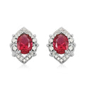 Simulated Ruby and Simulated Diamond 3.60 ctw Earrings in Silvertone - Sticky add to cart bar