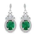 Simulated Emerald and Simulated Diamond 8.75 ctw Earrings in Silvertone - Sticky add to cart bar